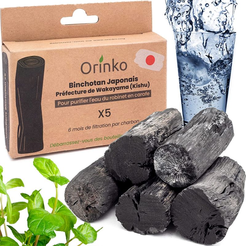 Binchotan Japonais de Kishu 5x (Boîte) - Chêne Ubame - Purification de l'eau par Orinko_0