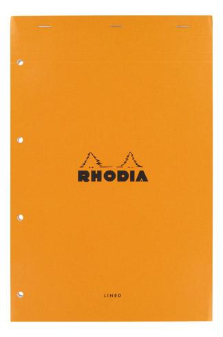 LOT DE 5 - BLOC DE BUREAU RHODIA 21 X 31,8 CM SPIRALE ORANGE N°119 - BLANC LIGNÉ - 80 FEUILLES PERFORÉES