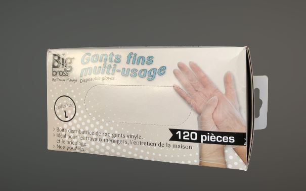Boîte de 100 gants vinyle à usage unique - Taille L - Matière vinyle_0