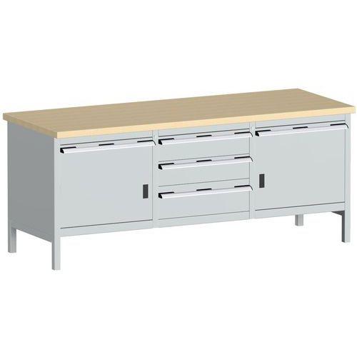 BOTT 1 ETABLI EN HÊTRE CUBIO - 2 PORTES - 5 TIROIRS - L2000MM - BOTT