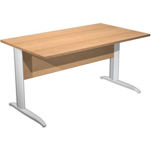 BUREAU DROIT PIEDS L EN MÉTAL FAST 140 CM - HÊTRE - BLANC