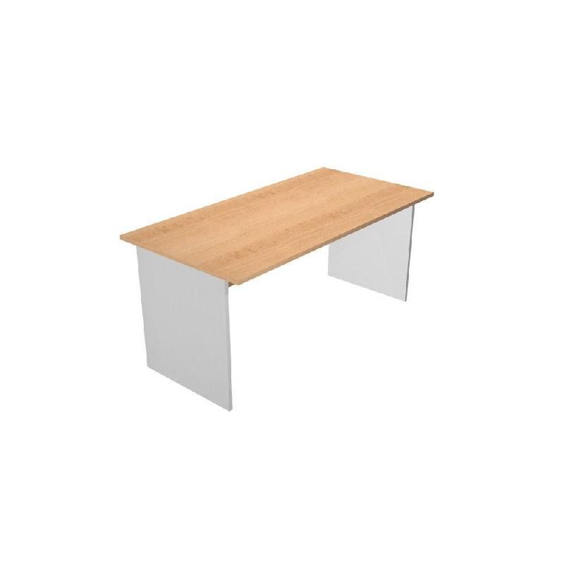BUREAU DROIT PRONTO TENDANCE - L.160 X P.80 CM - PLATEAU HÊTRE - PIEDS PLEINS ALUMINIUM