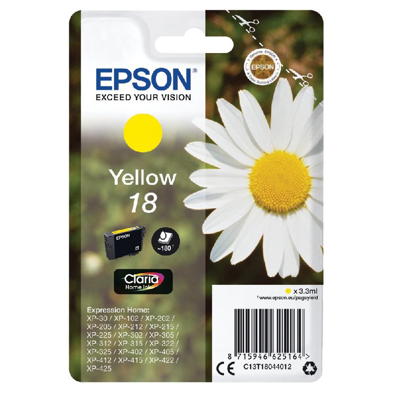 CARTOUCHE D'ENCRE EPSON 18 JAUNE POUR IMPRIMANTES JET D'ENCRE