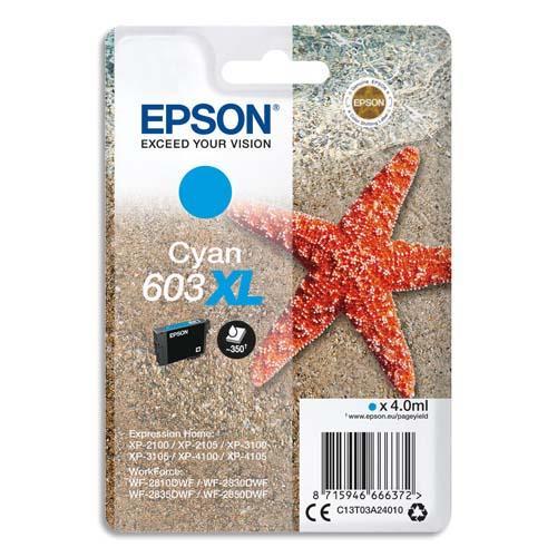 CARTOUCHE JET D'ENCRE EPSON 603XL CYAN C13T03A24010
