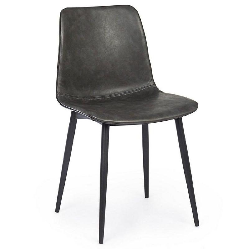 Chaise Kyra pu anthracite vintage 44 x 50 x 80 cm - par 2_0