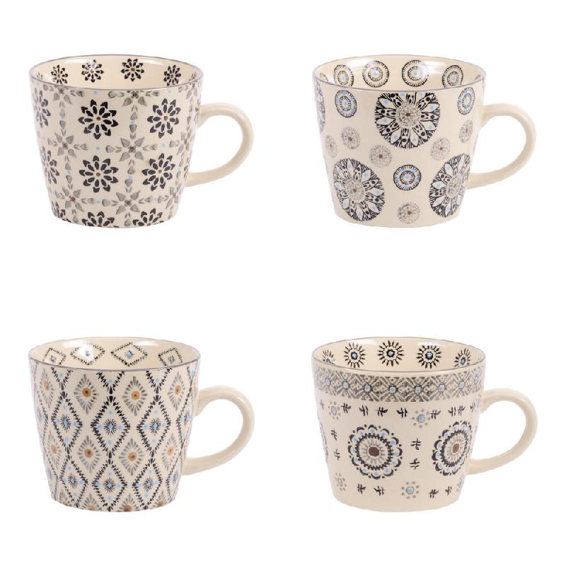 Coffret de 4 tasses Nelson 30 cl -  35 cl Gris Rond Grès Table Passion - gris Grès 3106232382581_0