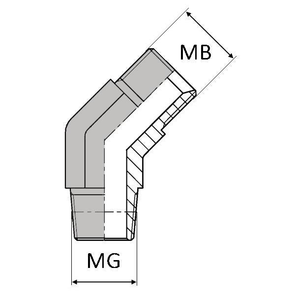 Coude 45° mâle BSP x mâle conique - BCMCO40404 - Ø 1/4' (13.15 mm)_0