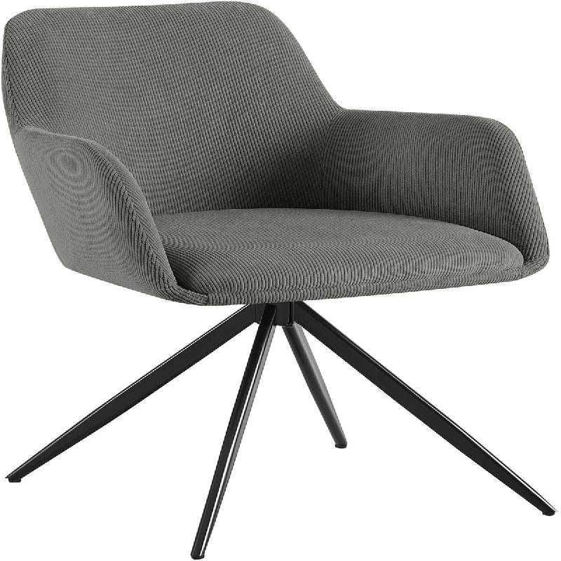 Décoshop26 - Chaise contemporaine de salle à manger x1 en velours côtelé gris pivotante 180° avec accoudoirs 10_0005551 - gris 3000265086167_0