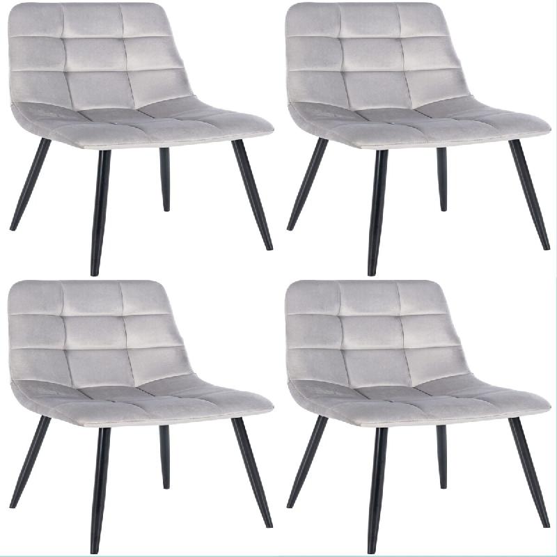 Décoshop26 - Lot de 4 chaises de salle à manger style moderne et confortable en tissu velours gris et métal noir 10_0001785 - gris métal 3000250671613_0