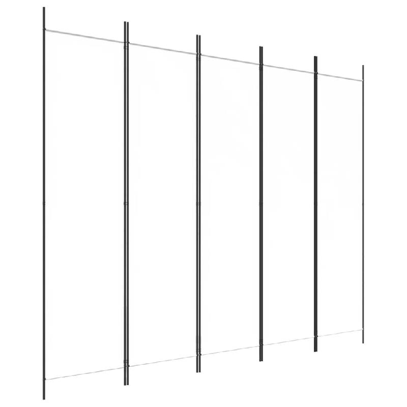 Décoshop26 - Paravent séparateur de pièce cloison 5 panneaux 250 x 200 cm en tissu blanc et fer DEC030947 - blanc 3000258202482_0