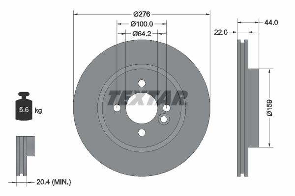 Disque de frein ventilé Textar 92107503 - boîte de 1 disque_0