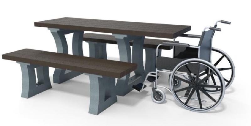 Ensemble table de pique-nique éco Tania - 100% plastique recyclé - version standard et PMR_0