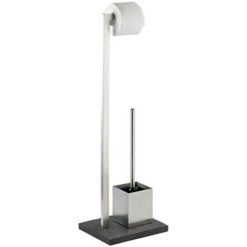 ENSEMBLE WC SUR PIED - SLATE ROCK - ACIER INOX WENKO