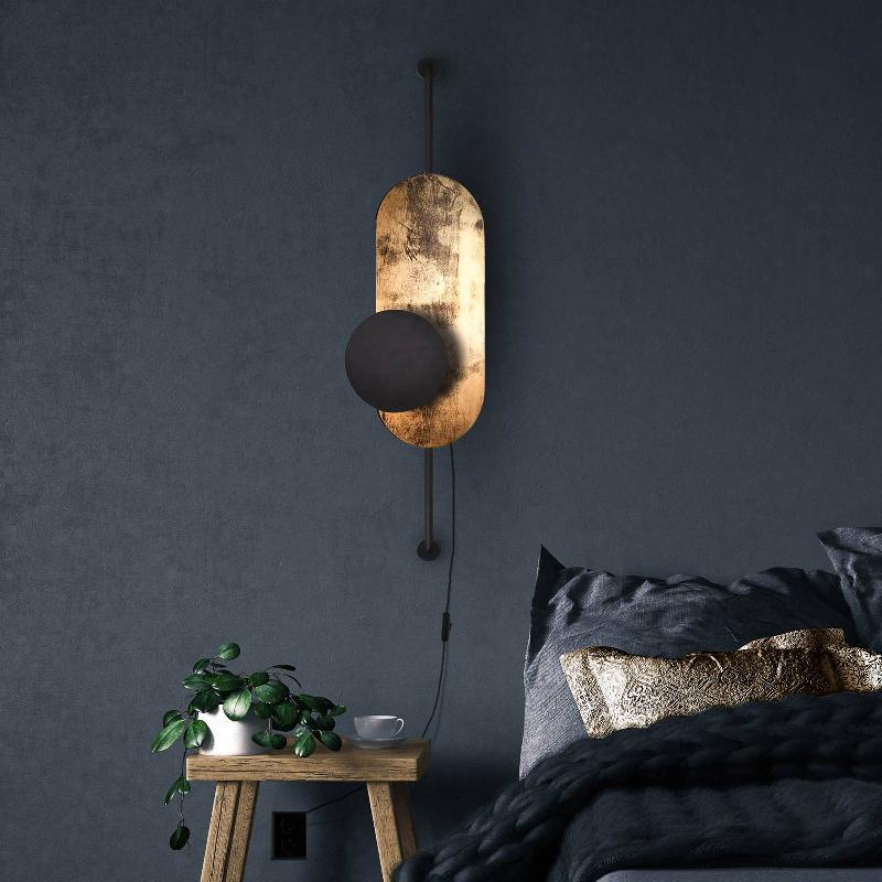 EULUNA APPLIQUE MURALE WHEEL, DORÉ AVEC ÉCRAN NOIR