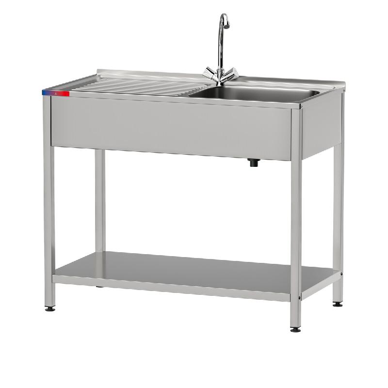 Gasfrit- Evier sous plan 1 bac et 1 égouttoir et robinet inclus en inox industriel 800 x 500 x 850 mm - inox gf3203sigr1_0