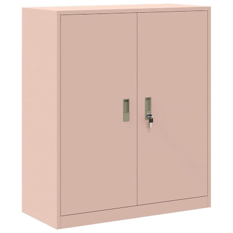 Helloshop26 - Armoire de rangement moderne avec portes verrouillables 90 x 40 x 105 cm en acier laminé à froid rose 02_0054822 - rose acier 30002386_0