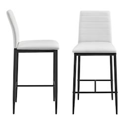 Helloshop26 - Lot de 2 tabourets chaises de bar avec pieds en acier et hauteur 66 cm blanc noir 03_0005786/2 - 3000092541532_0