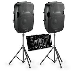Ibiza Sound Lot de 2 enceintes actives XTK 8A  2 x 200W + Table de mixage + Pieds - 2009902337090_0