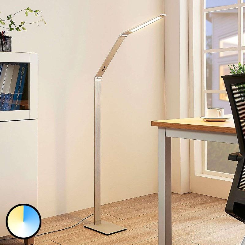 LUCANDE LAMPE SUR PIED LED NICANO, GRIS, MÉTAL, CCT, 125CM