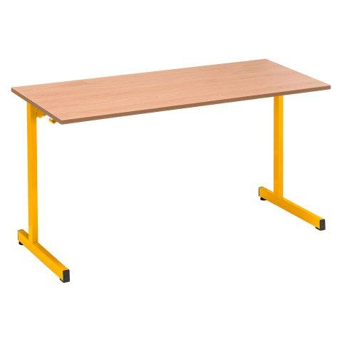 LOT DE 2 - TABLE SCOLAIRE 2 PLACES SYLLAB L.130 CM PLATEAU HÊTRE - TAILLE 4 POUR CP/CE1- PIÈTEMENT JAUNE