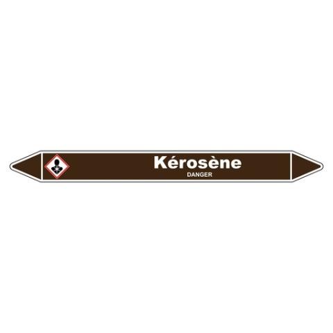LOT DE 5 - MARQUEUR DE TUYAUTERIE - KÉROSÈNE - NFX 08-105 - VINYLE LAMINÉ 450 X 52 MM