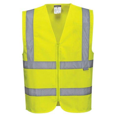LOT DE 5 - PORTWEST C375 GILET HI-VIS AVEC ZIP JAUNE - TAILLE XL