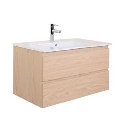 MOB-IN Meuble simple vasque décor chêne  80cm + vasque SORRENTO - 3701606500235_0