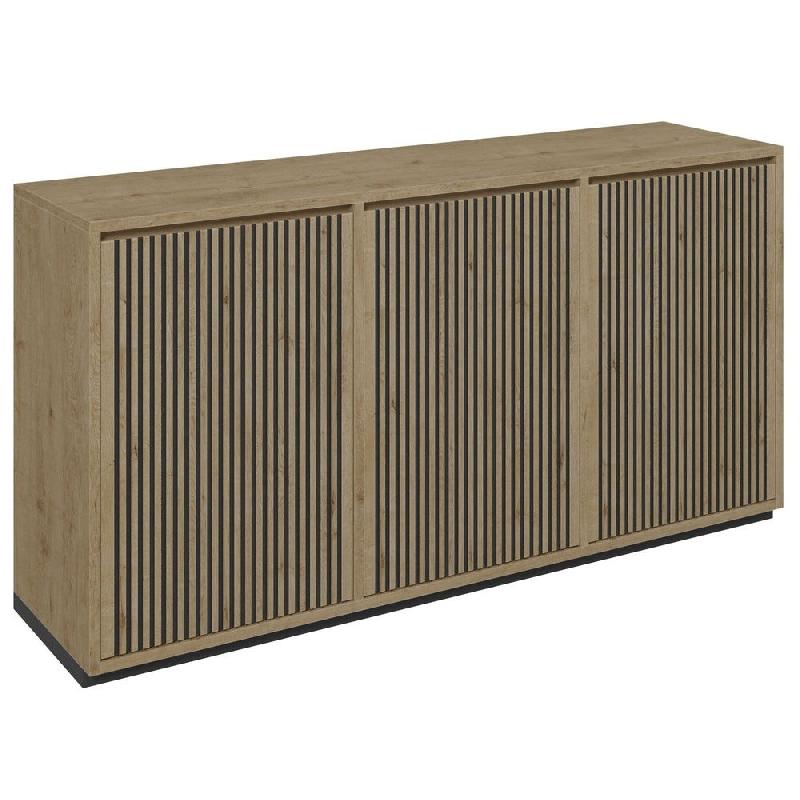 Meuble Vertigo T01 6 tiroirs à l'anglaise MDF noir et chêne clair 180x47x93cm_0