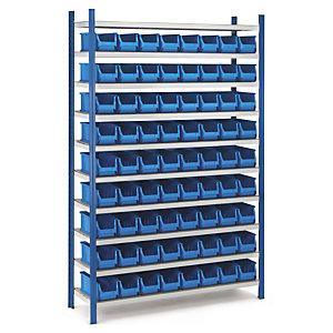 PACK RAYONNAGE EN ACIER ÉPOXY + 72 BACS À BEC PLASTIQUE 4 L ROUGE