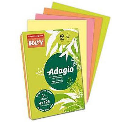 PAPIER ADAGIO FLASH - TEINTE FLUO - 80 G  - A4 - COLORIS ASSORTIS - RAMETTE DE 500 FEUILLES