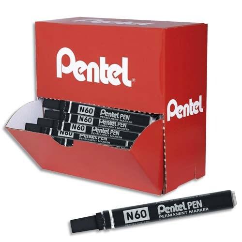 Pentel Pack éco de 30+6 marqueurs permanents Pen N60, pointe biseau 5,7 mm, encre noire - 3474372220590_0