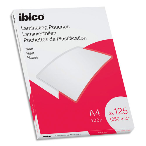 POCHETTES DE PLASTIFICATION MATTES IBICO - A4 - 125 MICRONS - BOITE DE 125
