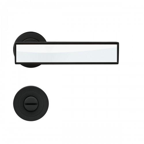 POIGNÉES DE PORTE SUR ROSACES RONDES SÉRIE R 53 TORINO - NOIR ET BLANC POLI - CONDAMNATION KARCHER DESIGN