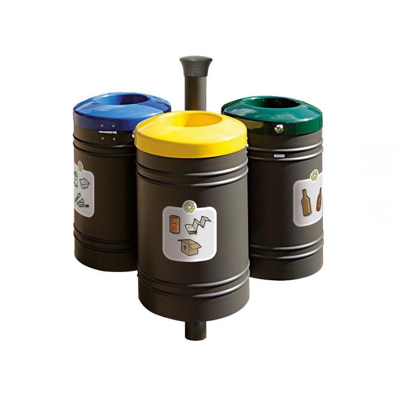 Poubelle d'extérieur de tri sélectif avec poteau 40 litres_0