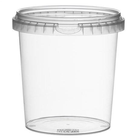 RÉCIPIENT INVIOLABLE + COUVERCLE 870 ML D.11.8X12.6 CM PP TRANSPARENT (VENDU PAR 228)