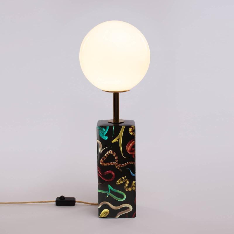 SELETTI LAMPE TABLE LED TOILETPAPER À MOTIF SERPENT