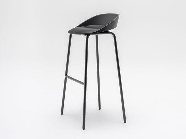 Lot de 2 tabourets hauts Team MDD - 8 coloris RAL - Repose-pieds et dosseret - Assise polypropylène H80 cm - Pied métallique - Pour table H110 cm_0