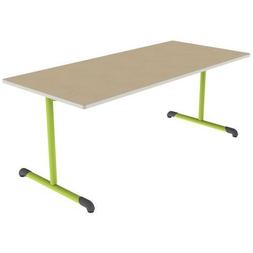 TABLE BANDANA 180X80 T5 DL STR POLY. HÊTRE MIEL BEIG/VERT AC - MOBIDECOR