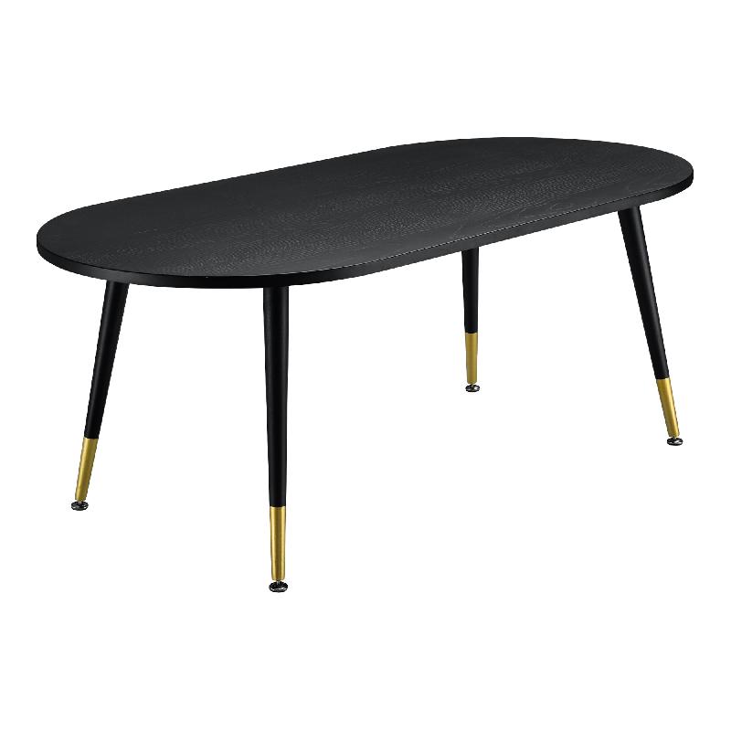 Table basse design élégant - pieds solides MDF métal revêtu par poudre - 47x120x60 cm - effet chêne noir mat laqué laiton - 03_0006157_0