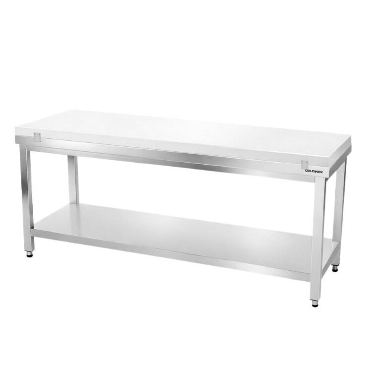 Table de travail en inox 1800x700 mm avec plaque de découpe blanche PREMIUM - GOLDINOX - gris inox 3701770840953_0