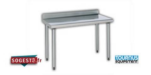 TABLE INOX À DOSSERET SUR PIÉTEMENT HAUTEUR 900 MM GAMME 600 MM  600 X 600
