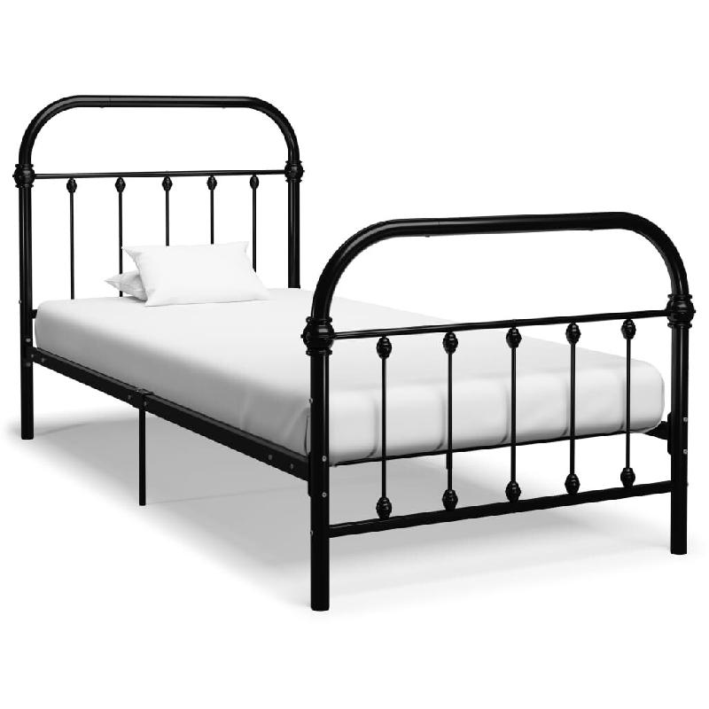 VidaXL Cadre de lit sans matelas noir métal 100x200 cm Modèle Kervionel - 284499_0