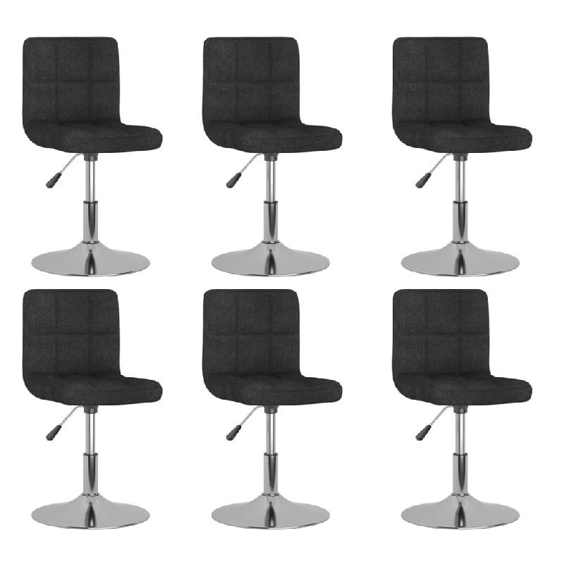 VidaXL Chaises pivotantes à manger lot de 6 Noir Tissu Modèle Karma Pro - 3087464_0