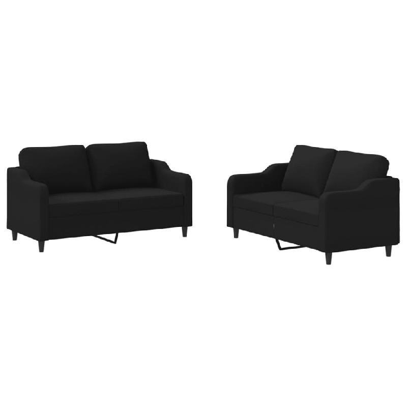 VidaXL Ensemble de canapés 2 pcs avec coussins Noir Tissu Modèle Helios Prestige - 3201806_0
