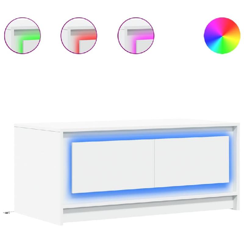 VidaXL Table basse avec lumières LED blanc bois d'ingénierie Modèle Parfait Royale - 851984_0