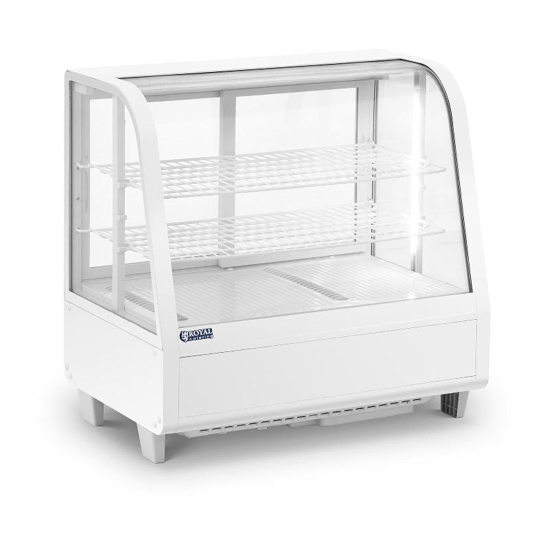 VITRINE RÉFRIGÉRÉE 100 LITRES 3 NIVEAUX PLASTIQUE VERRE TREMPÉ BLANC 14_0005387_0
