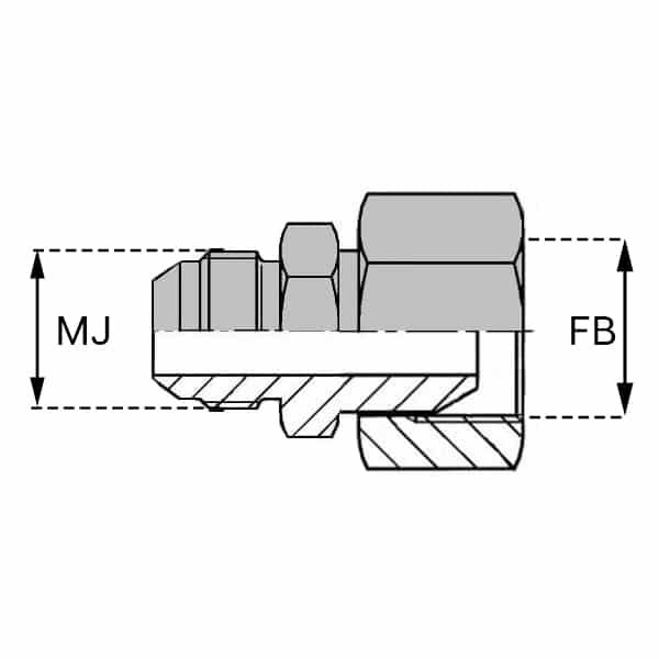 Adaptateurs - Droit mâle JIC - X femelle tournant BSP cône 60° - 7/16' , 11.11 , 3/8' , 14.95_0