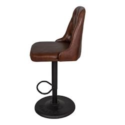 Anticline Créations Chaise de bar en cuir pied rond - H115 X L45 X P51 - assise H77cm - marron fonte CS1420_0