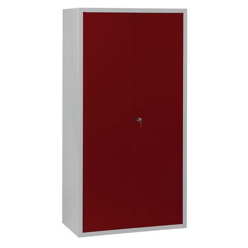 ARMOIRE MÉNAGE L900 CORPS GRIS CLAIR PORTES ROUGE 3002