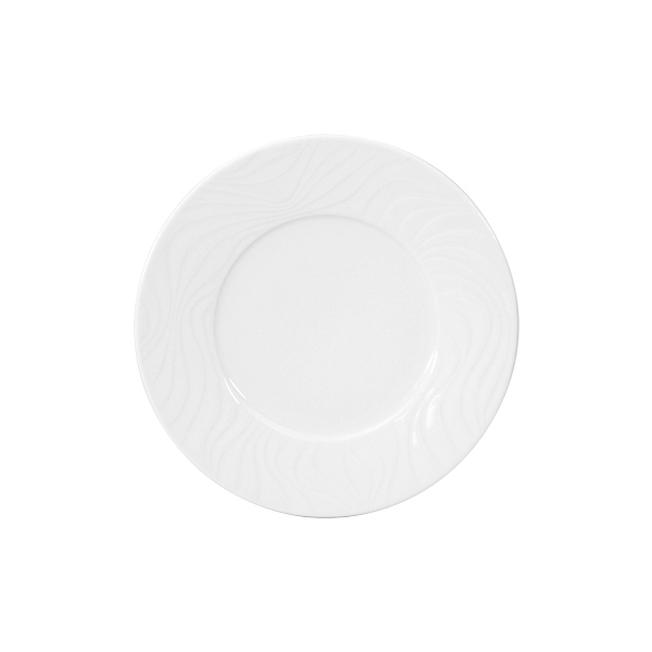ASSIETTE À DESSERT EN PORCELAINE RONDE BLANCHE 22CM - LOT DE 6 - SPAL - WAVES